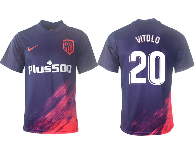 Men 2021-2022 Club Atletico Madrid away aaa version purple #20 Soccer Jersey